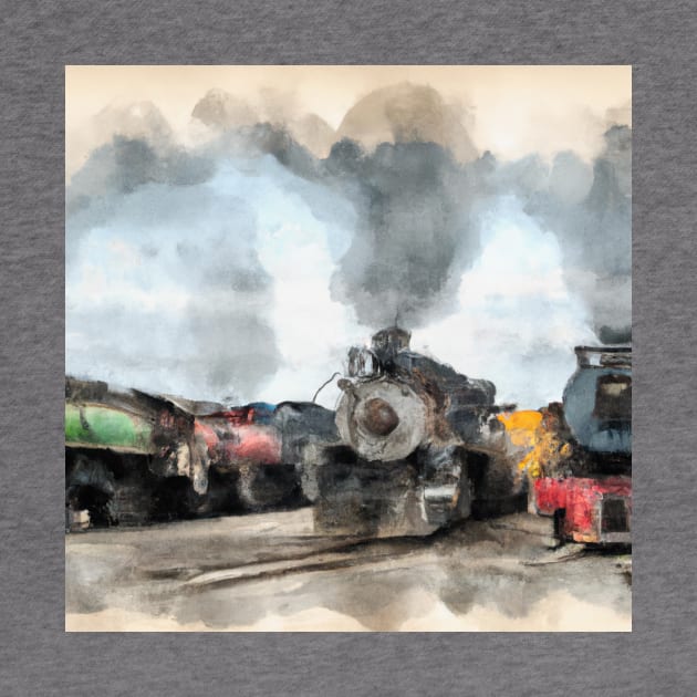 Watercolor of Steam Locomotive by Starbase79